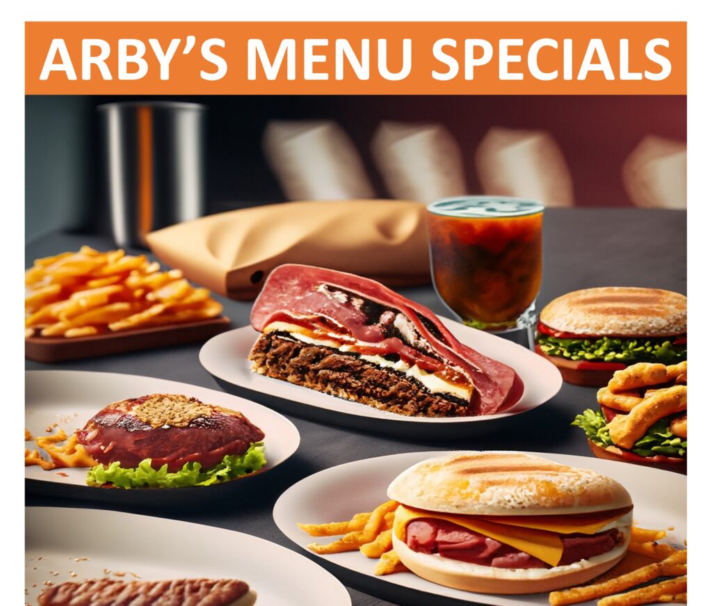Arby's menu Specials items on a table

