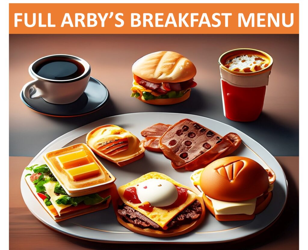 pitcure of arby's breakfast menu items on a table