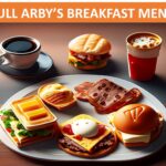 image of a full Arby's breakfast menu items on a table