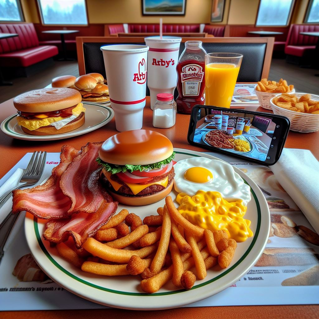 image of the Arby’s Breakfast Menu items on a table at Arby's